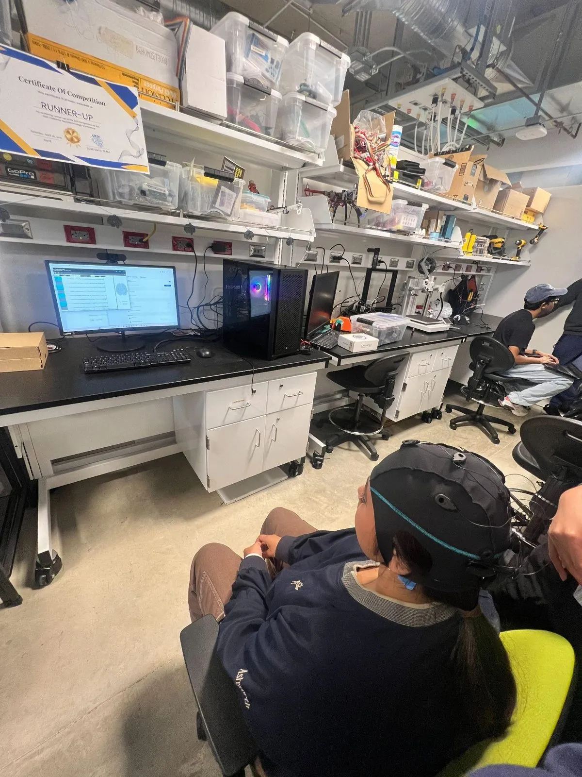 An EEG recording session in the lab